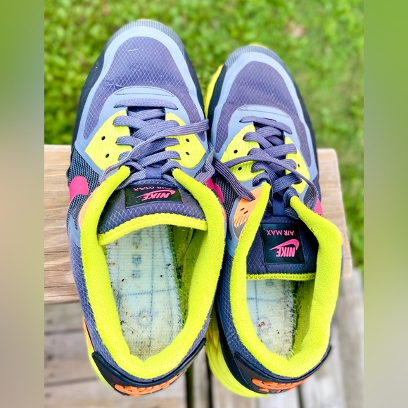 Nike Air Max Lunarlon Trainers Shoes Grey Orange  size 10.5 - Picture 4 of 17